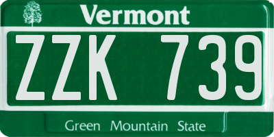 VT license plate ZZK739