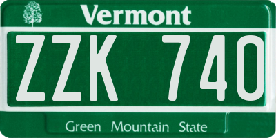 VT license plate ZZK740