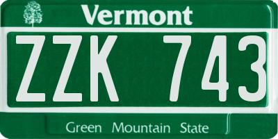 VT license plate ZZK743