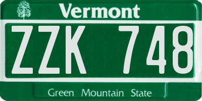 VT license plate ZZK748