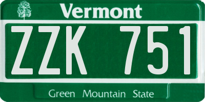 VT license plate ZZK751