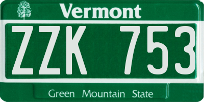 VT license plate ZZK753