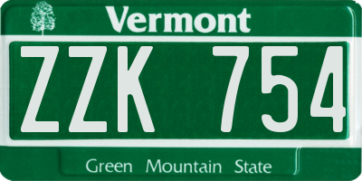 VT license plate ZZK754