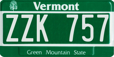 VT license plate ZZK757