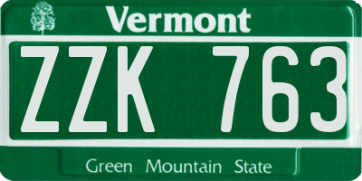 VT license plate ZZK763