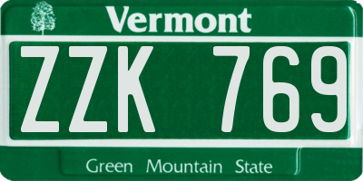 VT license plate ZZK769