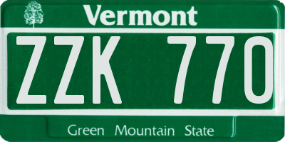 VT license plate ZZK770