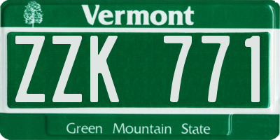 VT license plate ZZK771