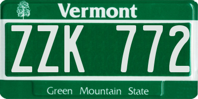 VT license plate ZZK772