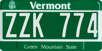 VT license plate ZZK774