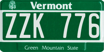 VT license plate ZZK776