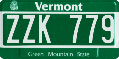 VT license plate ZZK779