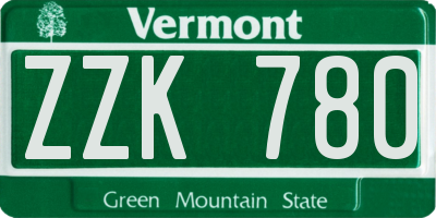 VT license plate ZZK780