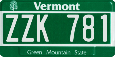 VT license plate ZZK781