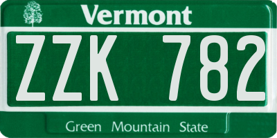 VT license plate ZZK782