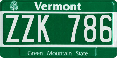 VT license plate ZZK786