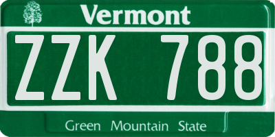 VT license plate ZZK788