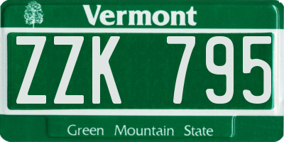 VT license plate ZZK795
