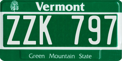 VT license plate ZZK797