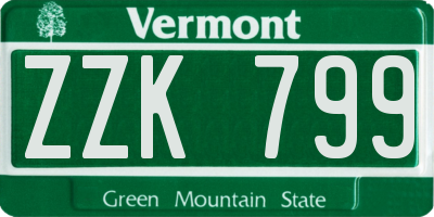VT license plate ZZK799
