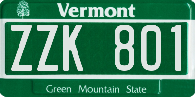 VT license plate ZZK801