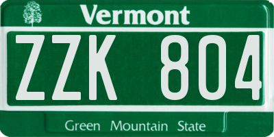 VT license plate ZZK804