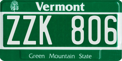 VT license plate ZZK806