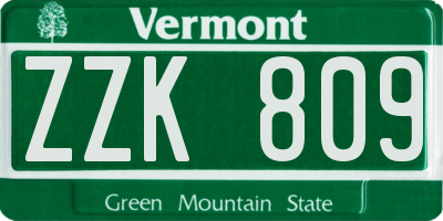 VT license plate ZZK809