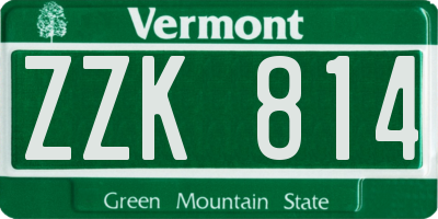 VT license plate ZZK814