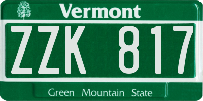 VT license plate ZZK817