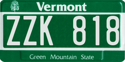 VT license plate ZZK818