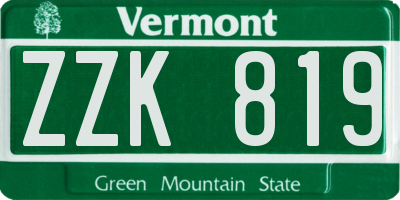 VT license plate ZZK819