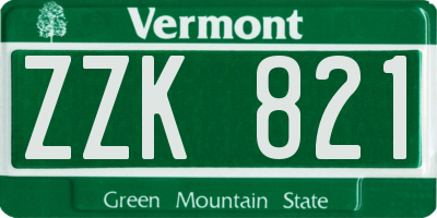 VT license plate ZZK821