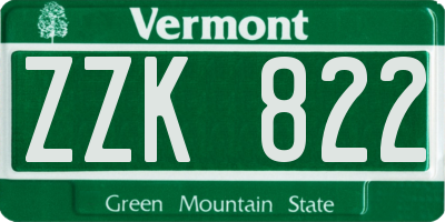 VT license plate ZZK822