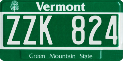 VT license plate ZZK824