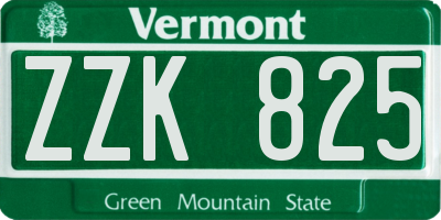 VT license plate ZZK825