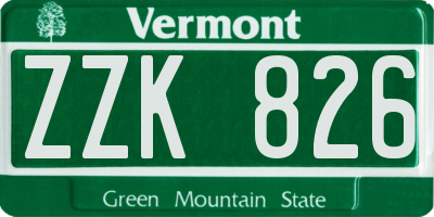 VT license plate ZZK826