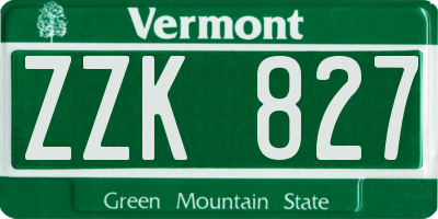 VT license plate ZZK827