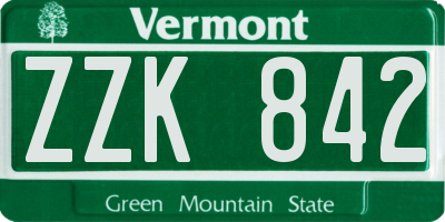 VT license plate ZZK842