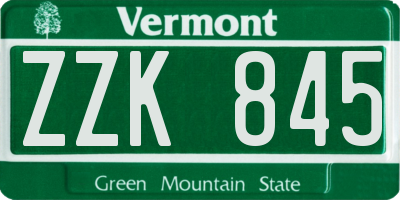 VT license plate ZZK845