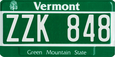 VT license plate ZZK848