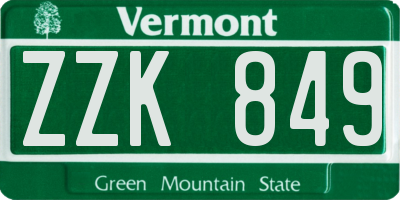 VT license plate ZZK849