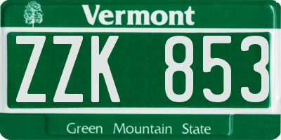 VT license plate ZZK853