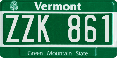 VT license plate ZZK861