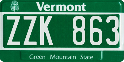 VT license plate ZZK863