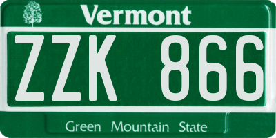 VT license plate ZZK866