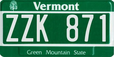 VT license plate ZZK871