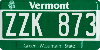 VT license plate ZZK873
