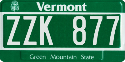 VT license plate ZZK877