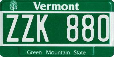 VT license plate ZZK880